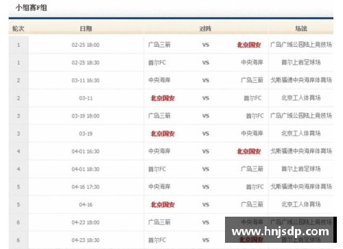 北京国安全部赛程时间及对手汇总
